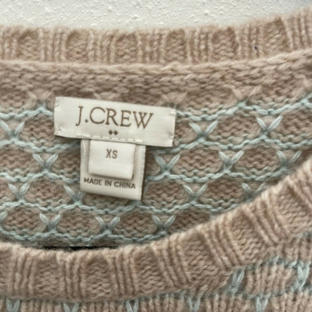 J.Crew Sweater Womens Size XS Tan Blue Long Sleeve - Picture 2 of 6